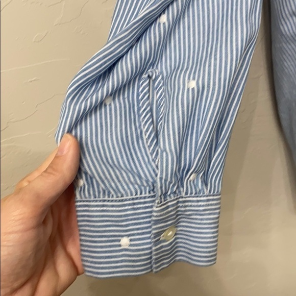 Loft blue striped button down top size L - Picture 8 of 11